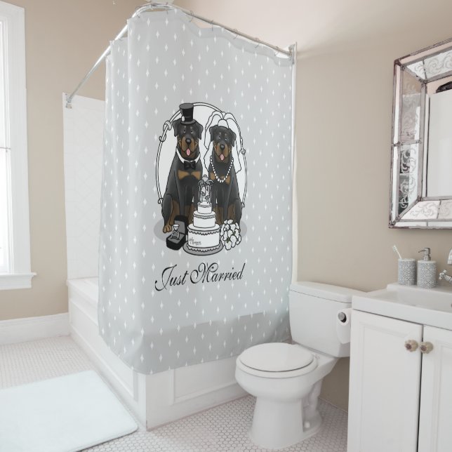 Cortina De Ducha Boda Rottweilers Bride y Groom Dogs Cute (In situ)