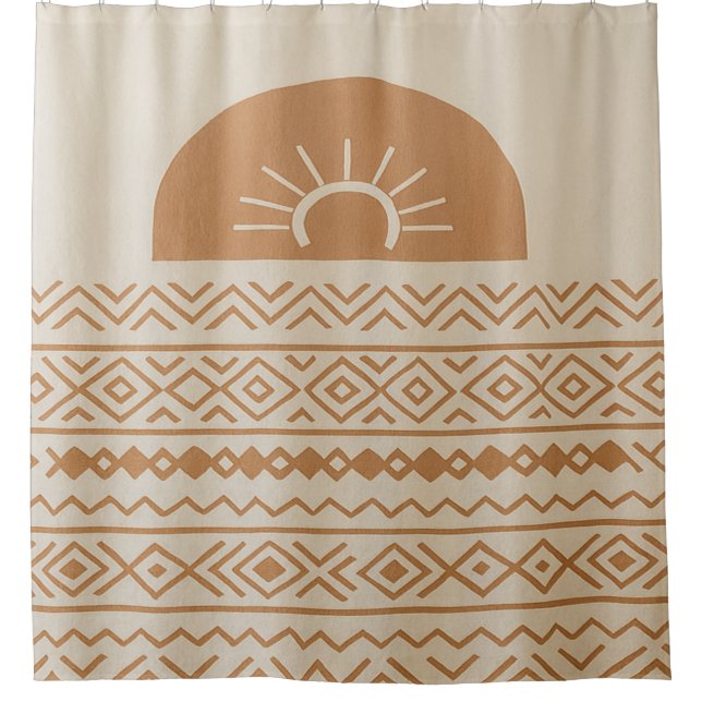 Cortina de ducha bohemio moderno beige (Anverso)