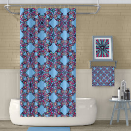 Cortina de ducha Boho Bloom en azul cielo