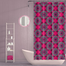 Cortina de ducha Boho Bloom en rosa caliente
