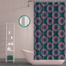 Cortina de ducha Boho Bloom en verde azulado