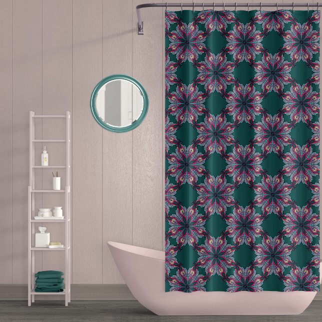 Cortina de ducha Boho Bloom en verde azulado (Subido por el creador)