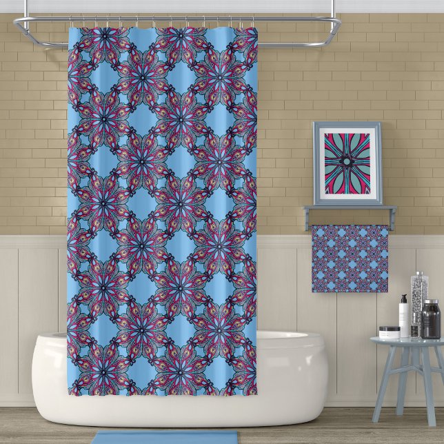 Cortina De Ducha Boho Bloom Shower Curtain in Sky Blue (Subido por el creador)