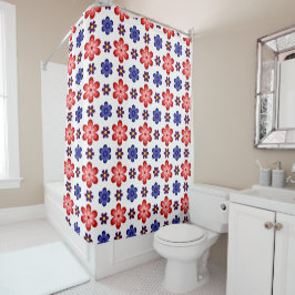 Cortina De Ducha Boho Blue Purple Red Flowers Shower Curtain