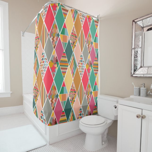 Cortina De Ducha Boho Crazy Quilt (In situ)