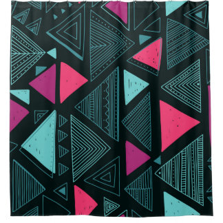 Cortina De Ducha Boho de la tribu étnica: Doodle Vintage.
