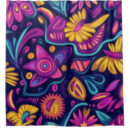 Cortina De Ducha Boho floral Abstracto colorido 12