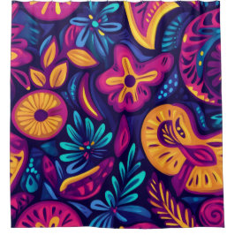 Cortina De Ducha Boho floral Abstracto colorido 4