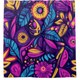 Cortina De Ducha Boho floral Abstracto colorido 9