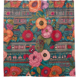 Cortina De Ducha Boho Floral Whimsical