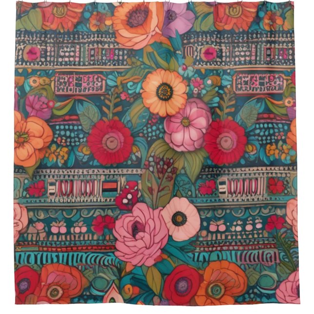 Cortina De Ducha Boho Floral Whimsical (Anverso)