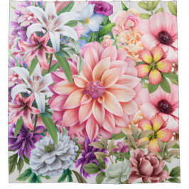 Cortina De Ducha Boho florido jardín flores ilustracion moderno