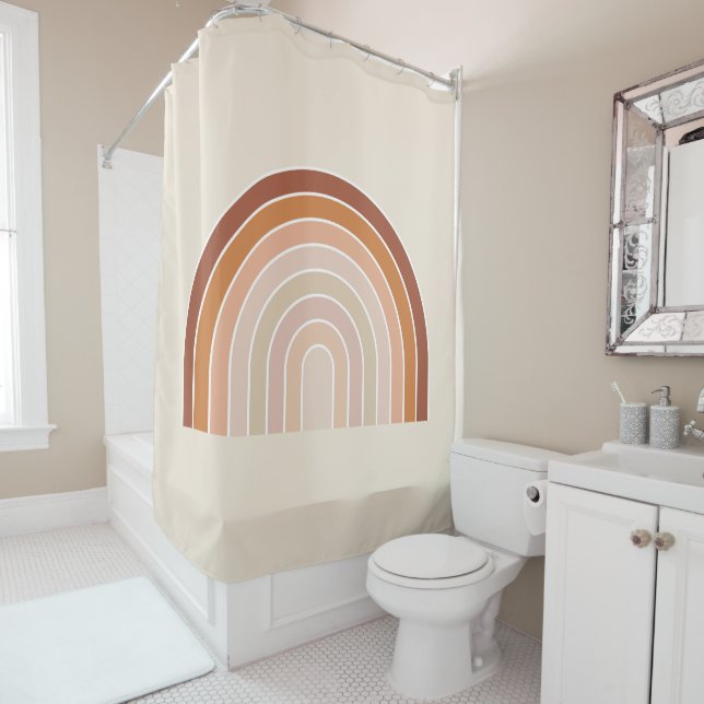 Cortina De Ducha Boho Rainbow Beige Terracotta (In situ)