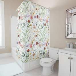 Cortina De Ducha Boho Wildflower Acuarela Primavera Flor