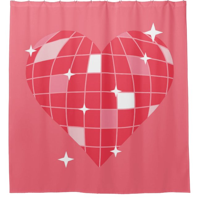 Cortina De Ducha bola disco valentina 1970 corazón rosa (Anverso)