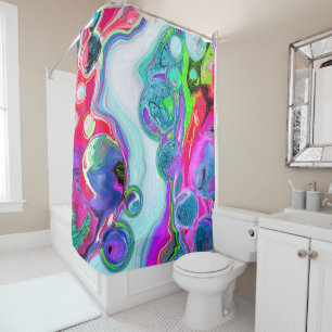 Cortina De Ducha Bombeo colorido y burbujas Marble Fluid Art