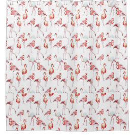 Cortina De Ducha Bonito, acuarela, flamencos rosados