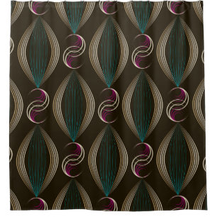 Cortina De Ducha Bonito adorno de estampado art deco. Geom