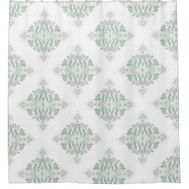 Cortina De Ducha Bonito Patrón victoriano de arte floral blanco ver