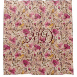 Cortina De Ducha Bordado Floral Vintage Cottagecore Rosa