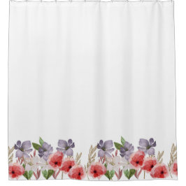 Cortina De Ducha Borde de las flores de color rosa y azul de bonito