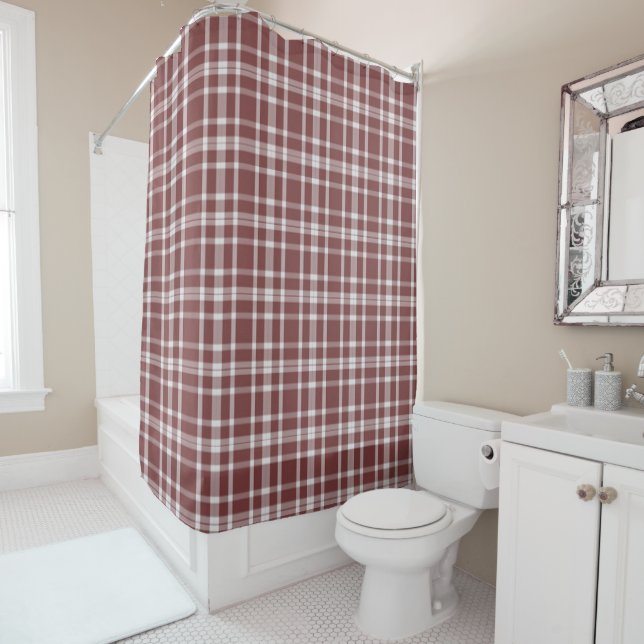 Cortina De Ducha Borgoña Marsala Plaid (In situ)