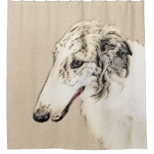 Cortina De Ducha Borzoi (Brindle plateado) Pintura original de arte
