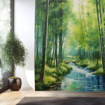 Bosque Japonés de Bambú en Acuarela