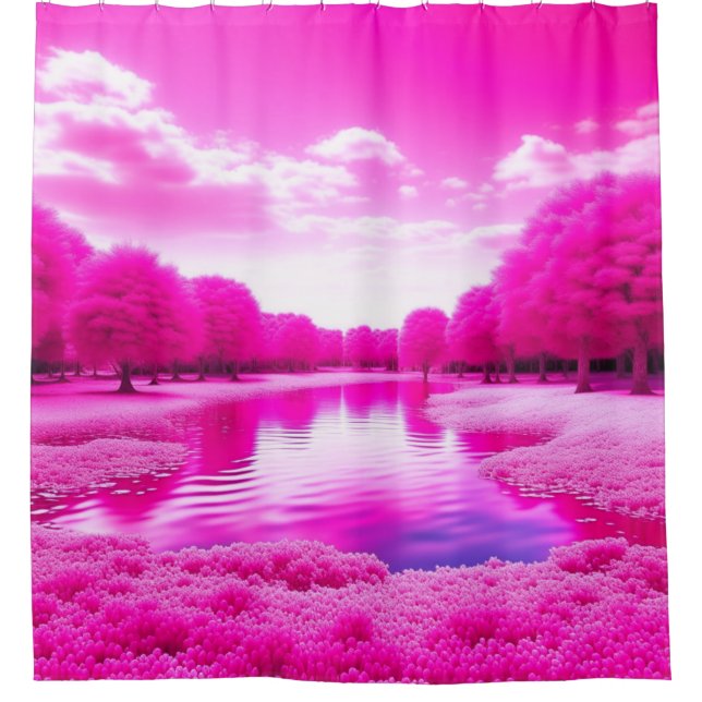 Cortina De Ducha Bosque Mega Rosa (Anverso)