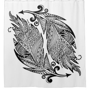 Cortina De Ducha Bosquejo inspirado de plumas