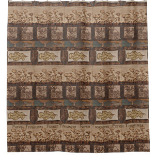Cortina De Ducha Bosques decorados con rústicos cascos de madera