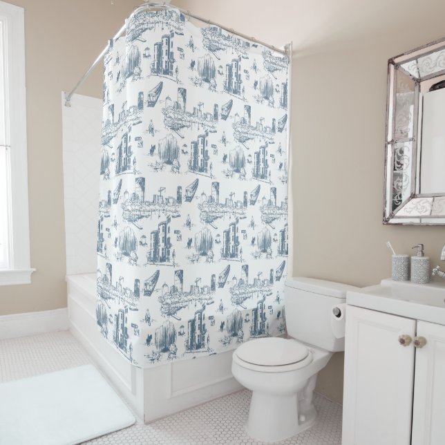Cortina De Ducha Boston Toile Blue (In situ)