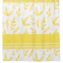 Cortina de ducha botánica amarilla