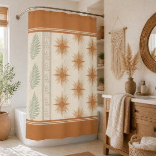 Cortina de ducha botánica Boho Geo