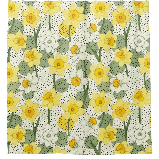 Cortina De Ducha Botanical Daffodil Floral Geometric Pattern (3) (Anverso)