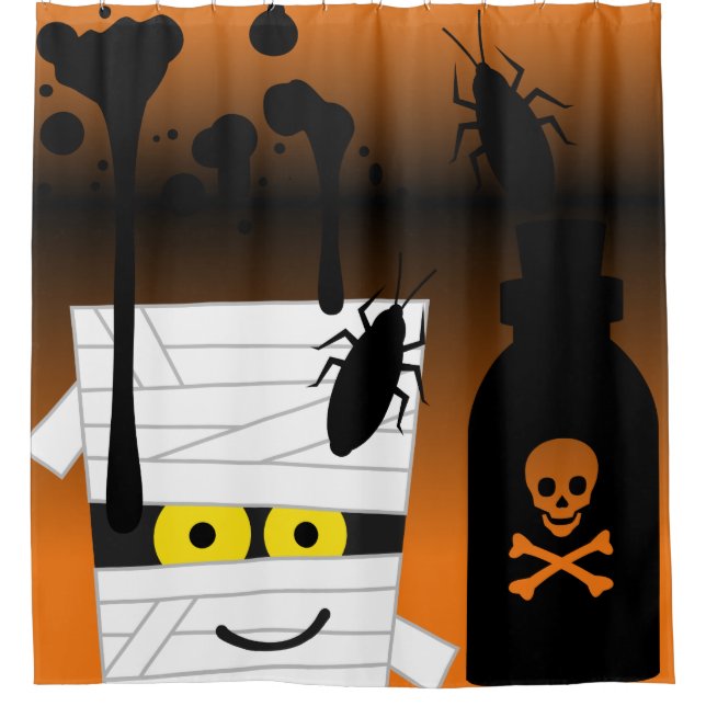 Cortina De Ducha Botella de veneno de Halloween Mummy Bugs Poison (Anverso)