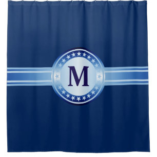 Cortina De Ducha Botón / Banner - Estrellas azules + tus ideas