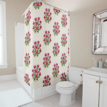 Bougainvillea flower bathroom curtain