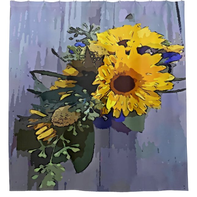 Cortina De Ducha Bouquet de girasol amarillo (Anverso)