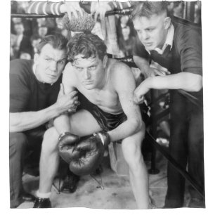 Cortina De Ducha Boxeador en esquina con entrenador sboxing, vintag