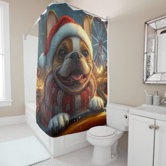 Cortina De Ducha Boxer Dog Roller Coaster Navidades (In situ)
