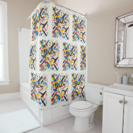 Cortina De Ducha Brillante Graffiti moderno de mediados de siglo Ro