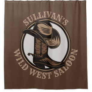 Cortina De Ducha Brotes de Cowboy West Saloon personalizados