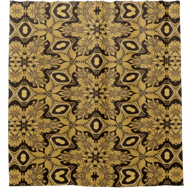 Cortina de ducha Brown and Gold Kaleidoscope 2593 (Anverso)