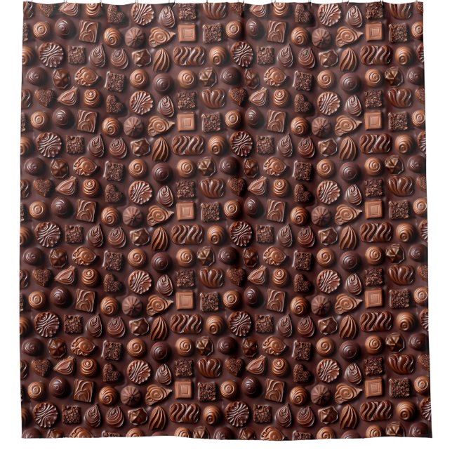 Cortina De Ducha Brown Funny Unique Sweet Chocolate Pattern  (Anverso)