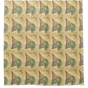Cortina De Ducha Brown y Seashell verde