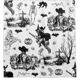 Cortina De Ducha bruja anticuario halloween espectro esqueleto toil