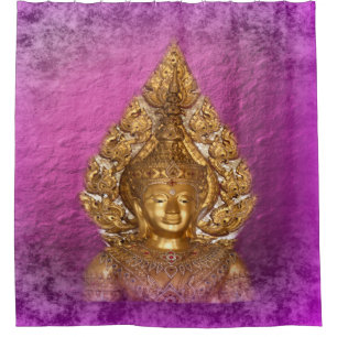 Cortina De Ducha buddha dorado en púrpura
