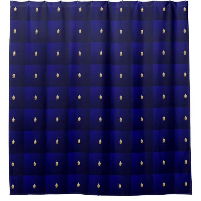 Cortina De Ducha Buddha en azul intenso (Anverso)