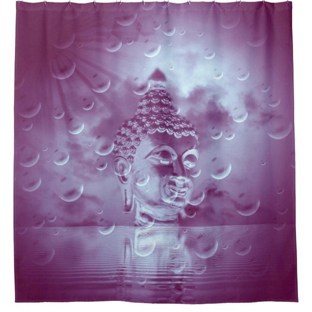 Cortina De Ducha buddha en morado (Anverso)
